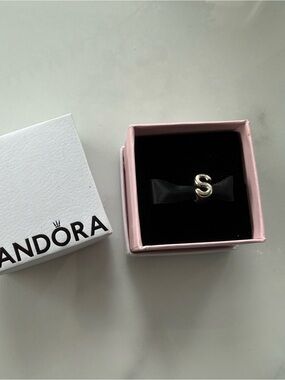 Pandora Silver Letter S Charm with Box